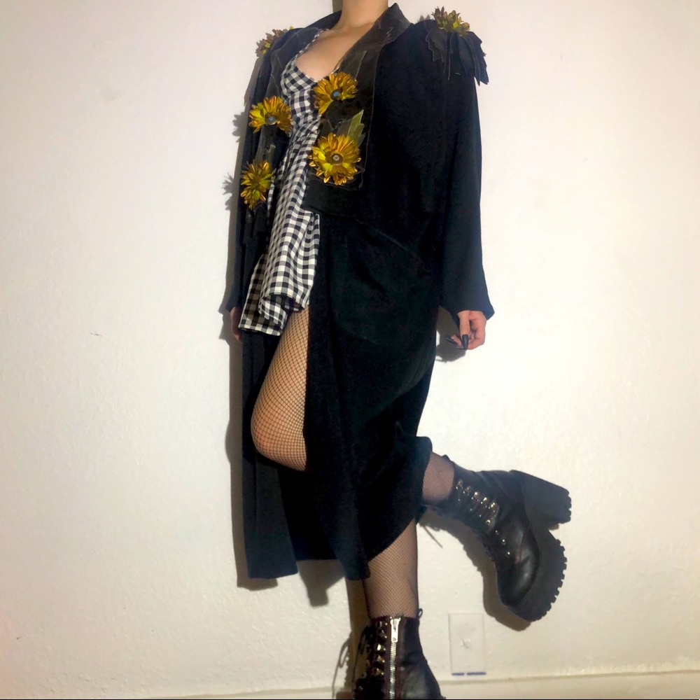 Black Vintage Sunflower Jacket